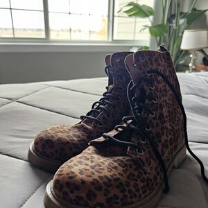 Time and Tru Leopard Print Combat Boots